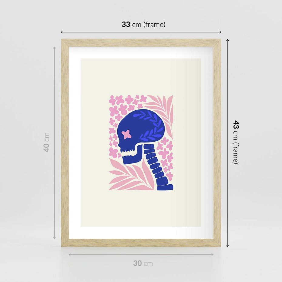 Plakat w ramie 30x40 - Żart z Czaszką - abstrakcja, sztuka nowoczesna - rama drewno