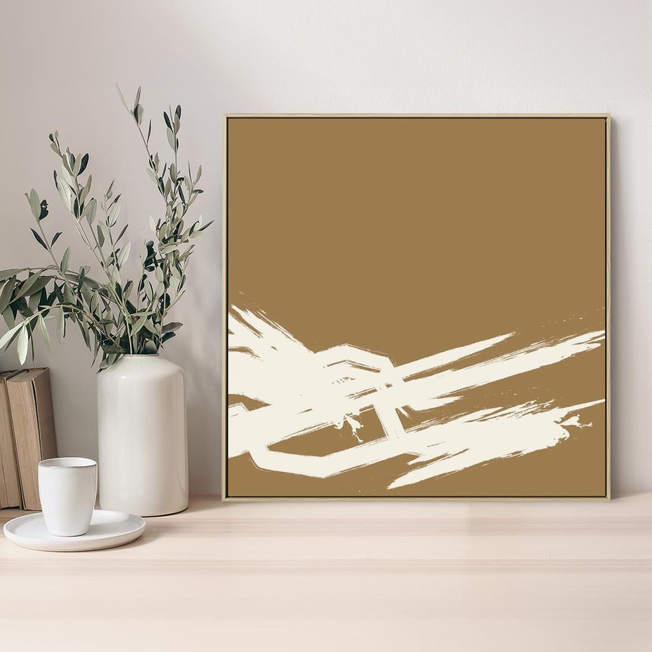 Obraz w ramie 80x80 - Taniec Energii - abstrakcyjne kreski, maźnięcia - rama drewno