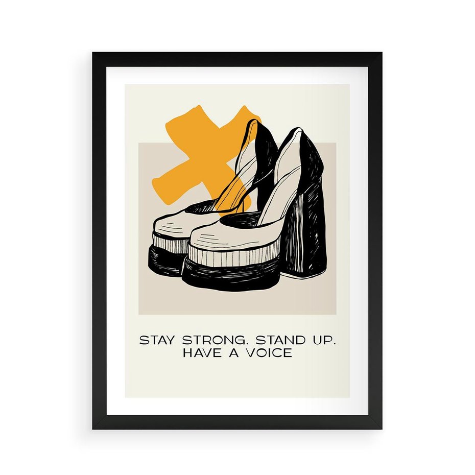Plakat w ramie 50x70 - Kobiece Obcasy - plakat, minimalizm - rama czarna
