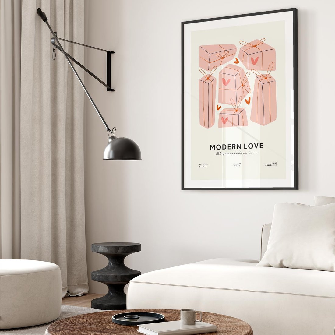 Plakat w ramie 40x50 - Nowoczesna Miłość - nowoczesna grafika, pastelowe kolory - rama czarna