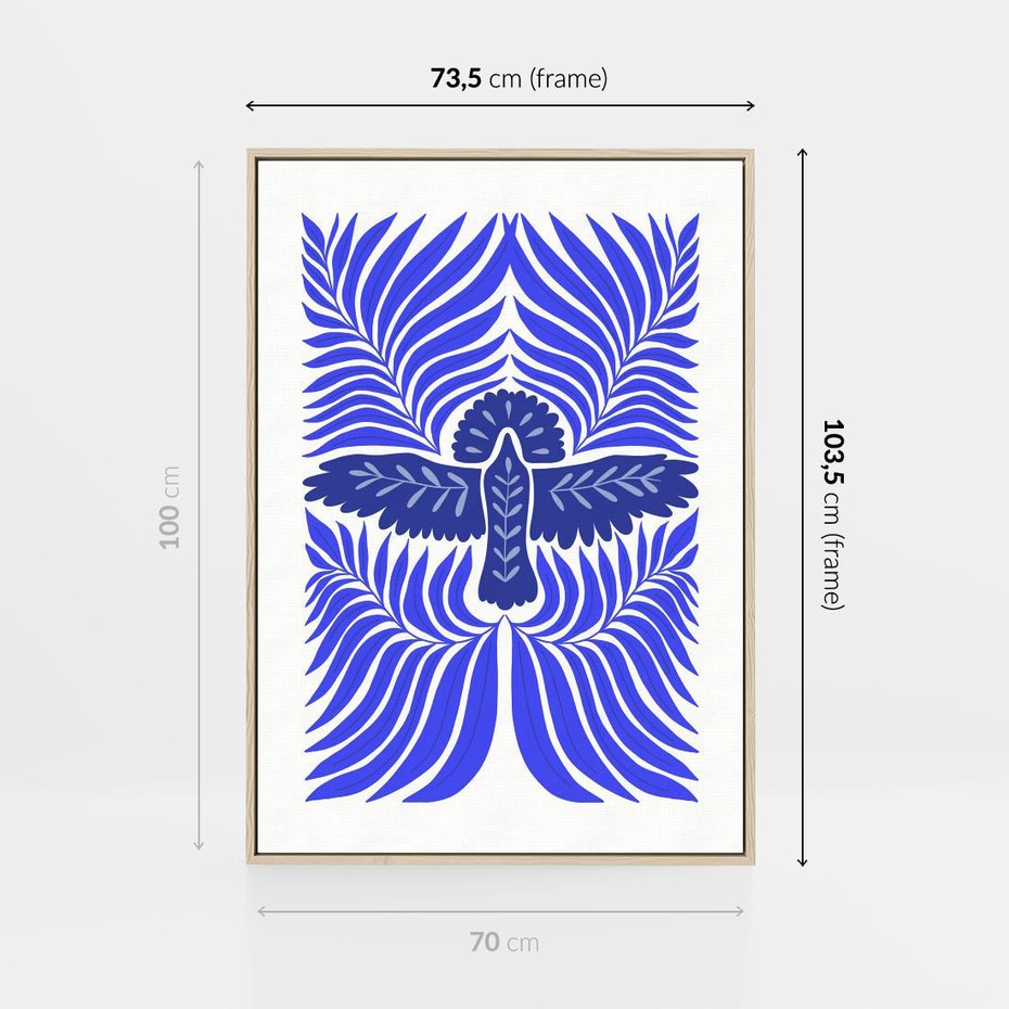 Obraz w ramie 70x100 - Etniczne Rekwizyty - etniczne roślinne wzory, granat - rama drewno