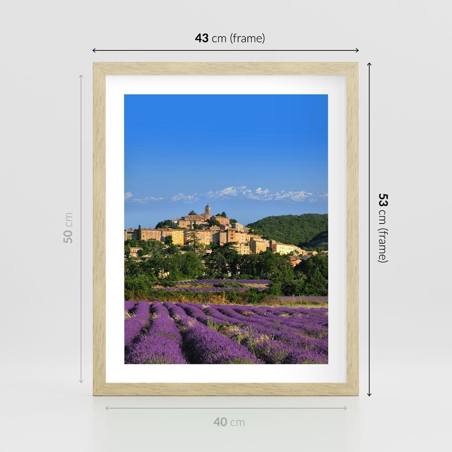 Plakat w ramie 40x50 - Prowansalska Aura - lawenda, Prowansja - rama drewno