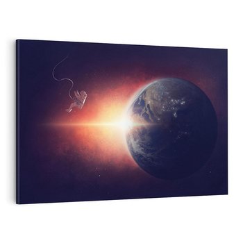 Obraz na płótnie 100x70 - Kosmiczne spotkanie: ziemia i słońce - kosmos, ziemia