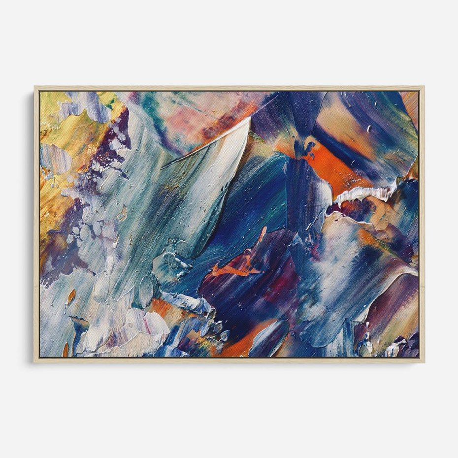 Obraz w ramie 100x70 - Rytmy ukrytych pragnień - chaos i abstrakcja, plamy koloru - rama drewno