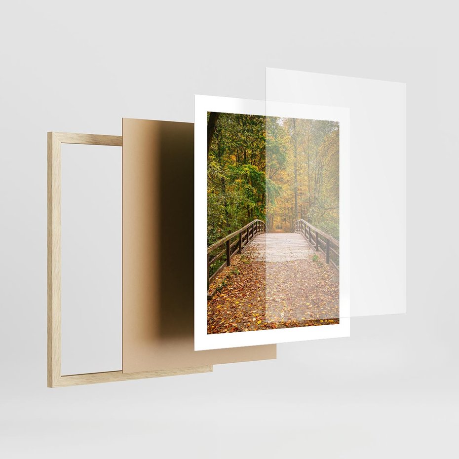 Plakat w ramie 40x50 - Spacer Ścieżką w Las - ścieżka, spacer - rama drewno