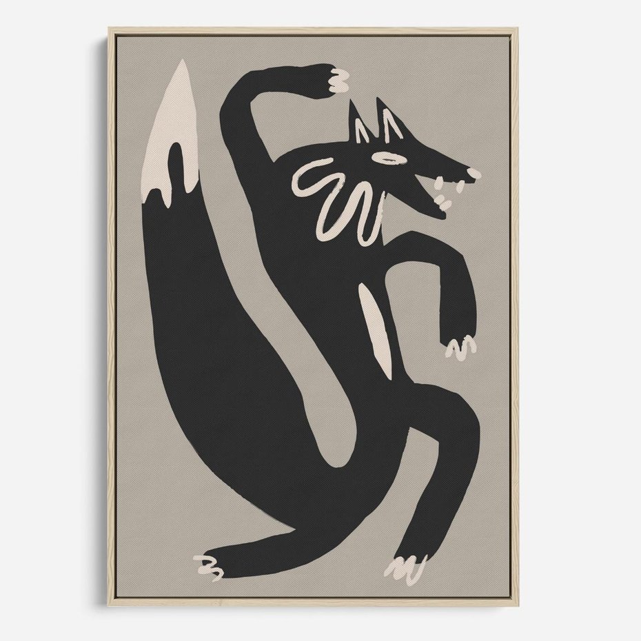 Obraz w ramie 80x120 - Strukturalne Odbicia Północy - skandynawska sztuka, lis - rama drewno