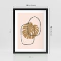 Plakat w ramie 30x40 - Liście w Beżowym Minimalizmie - minimalistyczny obraz, liście monstery - rama czarna