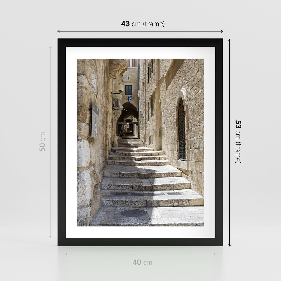 Plakat w ramie 40x50 - Urok uliczki: perspektywa miasta - uliczka, perspektywa - rama czarna