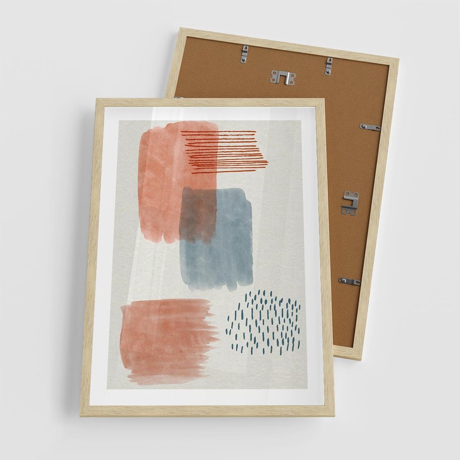 Plakat w ramie 50x70 - Pastelowa Abstrakcja: Maźnięcia Farbą - abstrakcja, maźnięcia farny - rama drewno