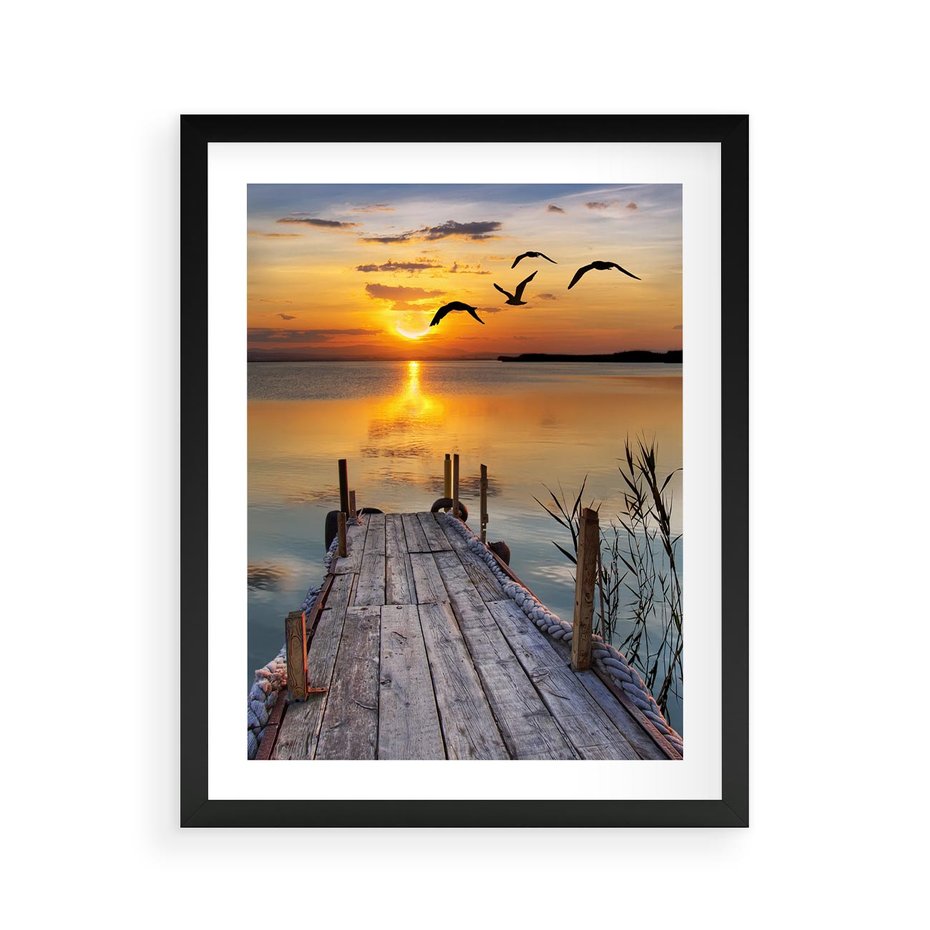Plakat w ramie 40x50 - Magia zachodu słońca - zachód, słońca - rama czarna