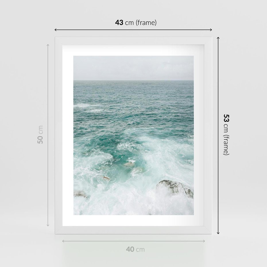 Plakat w ramie 40x50 - Wzburzony Żywioł - morze, ocean - rama biała