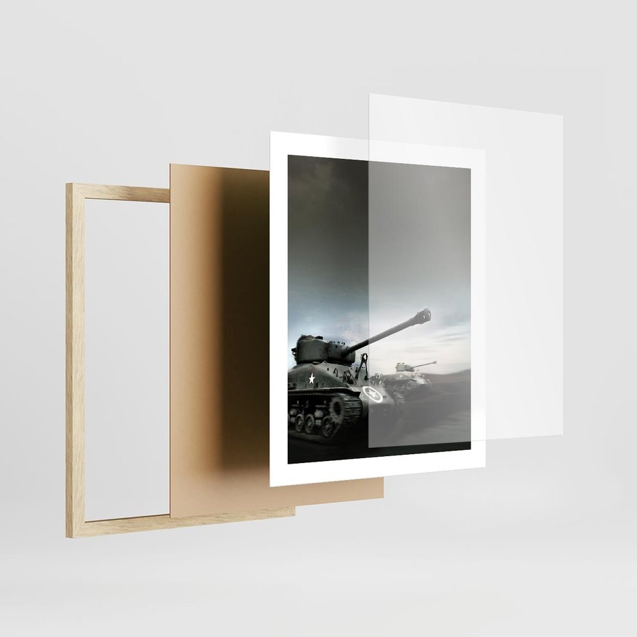 Plakat w ramie 40x50 - Siła i determinacja: czołgi wojenne - czołgi, wojna - rama drewno