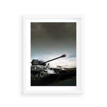 Plakat w ramie 30x40 - Siła i determinacja: czołgi wojenne - czołgi, wojna - rama biała