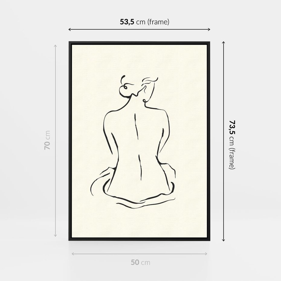 Obraz w ramie 50x70 - Migotliwa Symfonia - kobieta akt, minimalizm - rama czarna