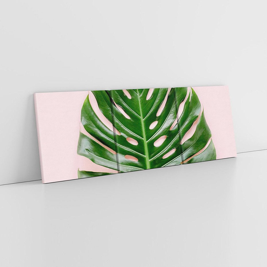 Obraz na płótnie 120x40 - Egzotyczna Roślinność - liście, monstera