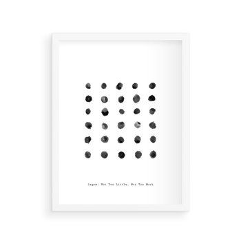 Plakat w ramie 30x40 - Boho Sztuka Wolości - minimalistyczny plakat, czarne kropki na białymtle - rama biała