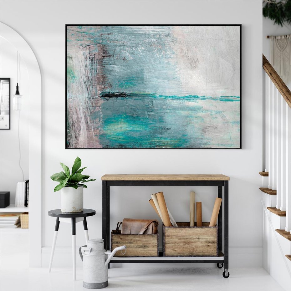 Obraz w ramie 70x50 - Odbicie utraconych barw - abstrakcja, niepokój - rama czarna