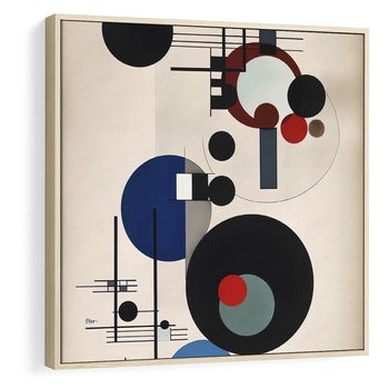 Obraz w ramie 80x80 - Rozkwitające Wibracje Wyobraźni - abstrakcyjna geometryczna kompozycja, koła linie - rama drewno