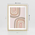 Plakat w ramie 30x40 - Migotliwe Tęczowe Przestrzenie - abstakcyjne tęcze, delikatne odcienie beżu - rama drewno