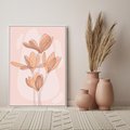 Obraz w ramie 80x120 - Przenikające Kształty - minimalistyczny plakat, pudrowe kwiaty - rama biała