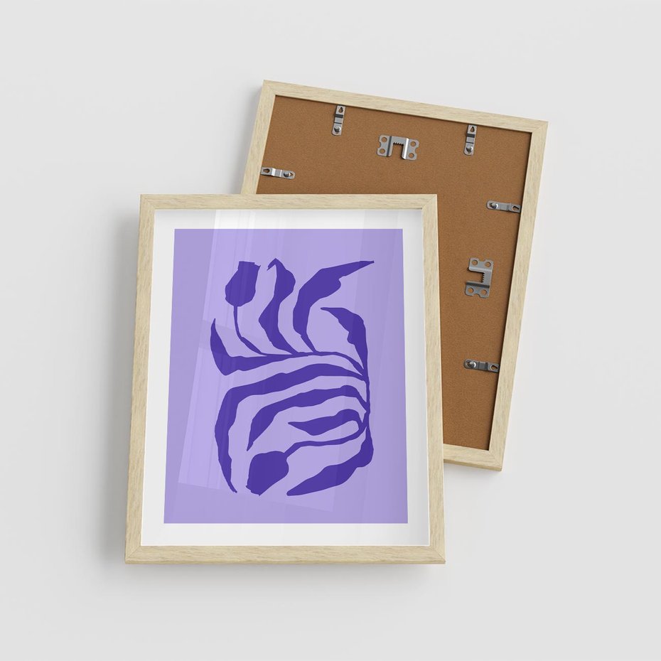 Plakat w ramie 40x50 - Boho Sztuka Wolności - kwiaty, energetyczne fioletowe tło - rama drewno