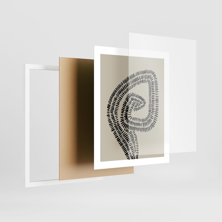 Plakat w ramie 40x50 - Nowoczesne Spektrum Wyobraźni - boho plakat, czarne kropki kreski - rama biała