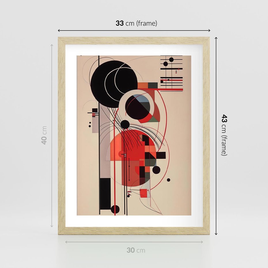 Plakat w ramie 30x40 - Rozbijające Granice Dźwięku - modernistyczny obraz, styl bauhaus - rama drewno