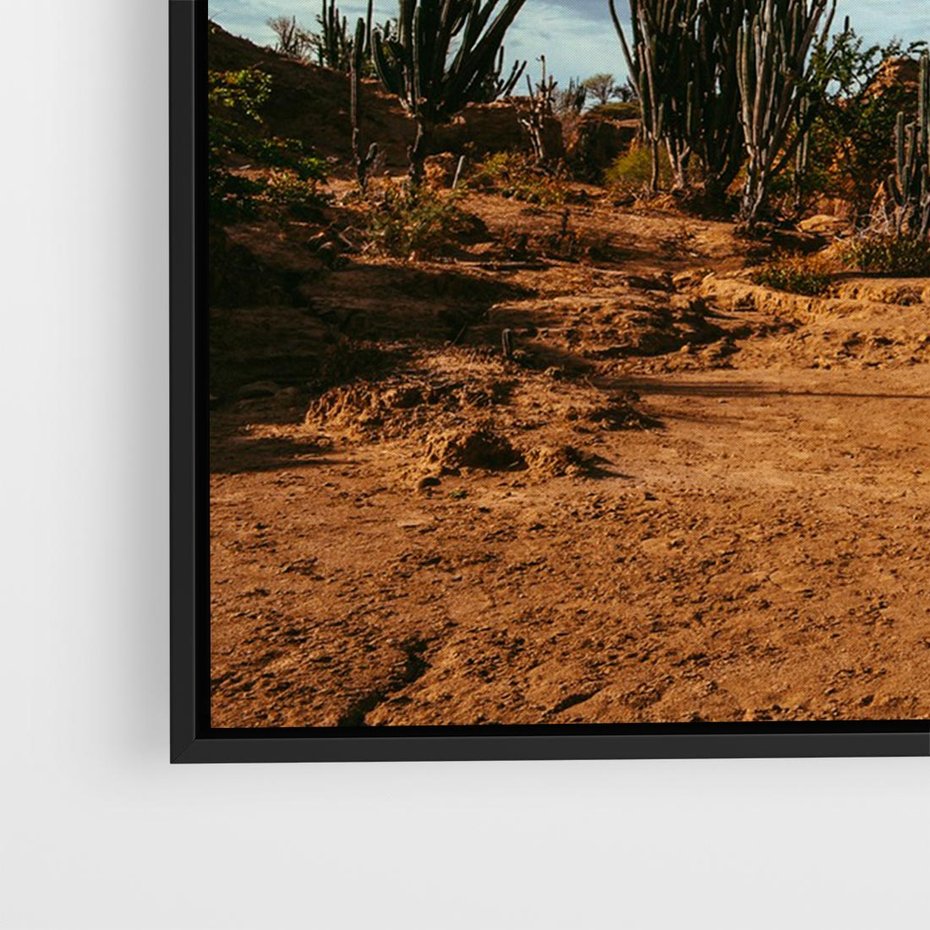 Obraz w ramie 100x70 - Skarby Pustynnego Kanionu - pustynia, kaktusy - rama czarna