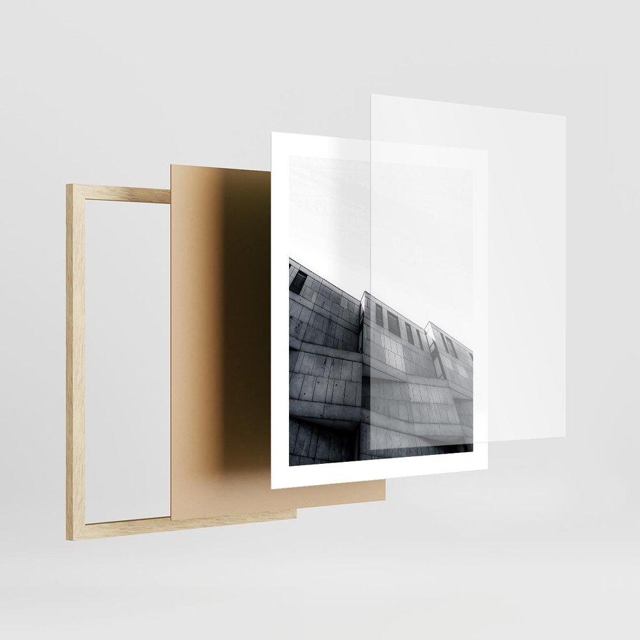 Plakat w ramie 40x50 - Surowa Elegancja Architektury - architektura, surowe formy - rama drewno