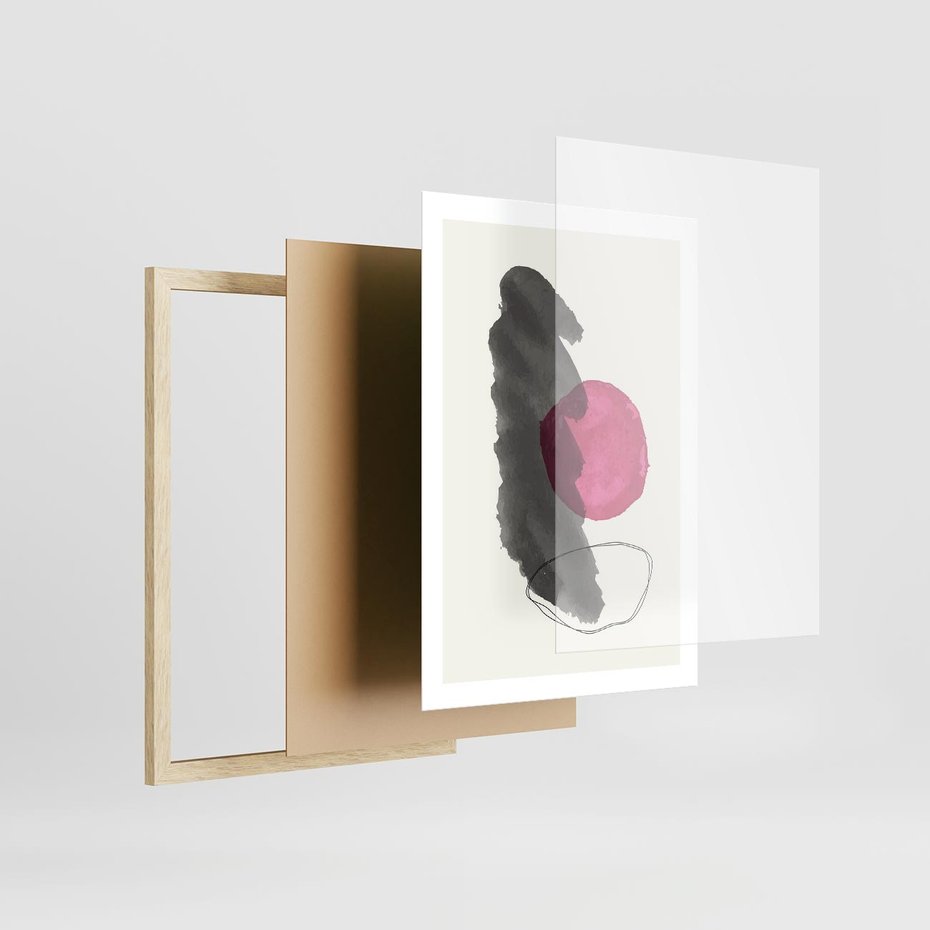 Plakat w ramie 50x70 - Bezczasowe Rytmy - abstrakcyjne nieregularne plamy, czarny - rama drewno