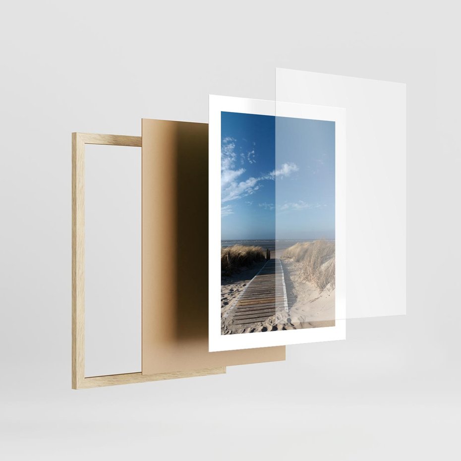 Plakat w ramie 30x40 - Boho na Plaży - plaża, pomost - rama drewno