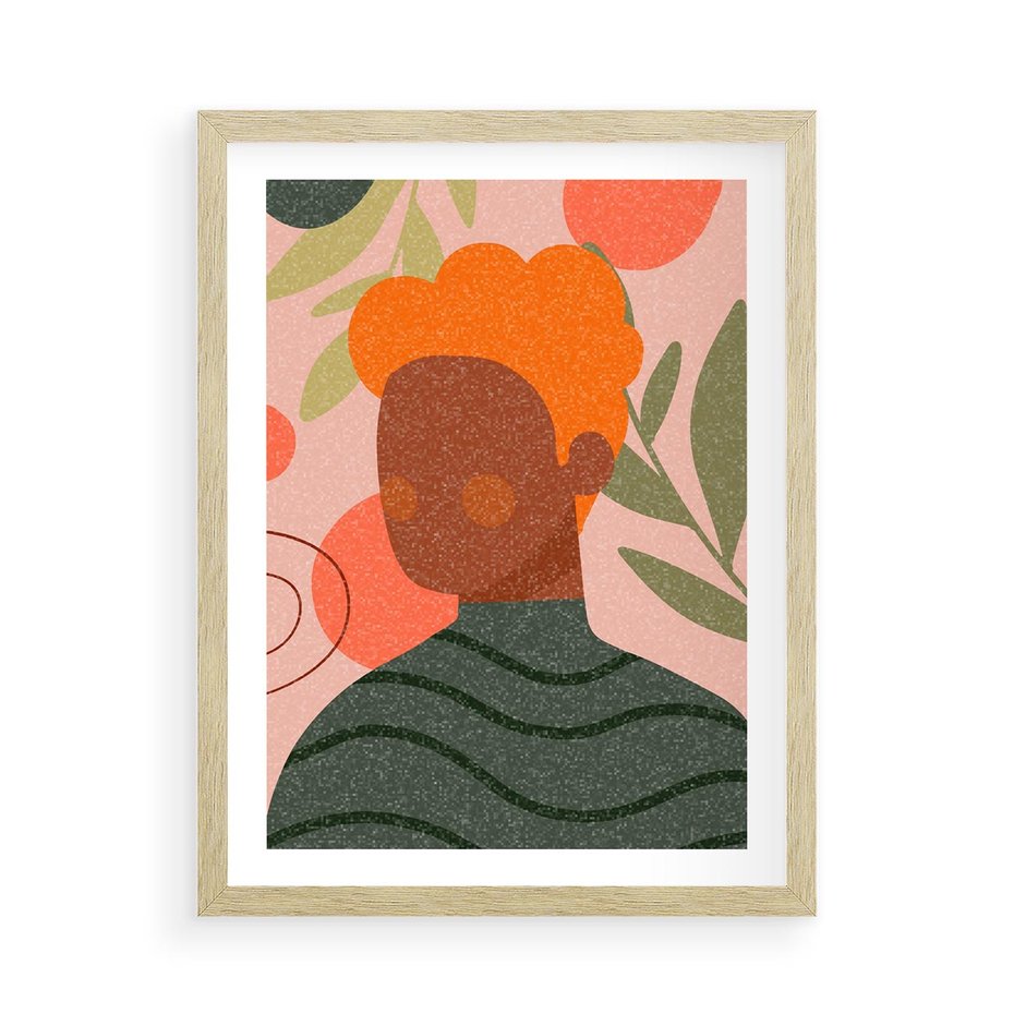 Plakat w ramie 50x70 - Kobieca Przestrzeń - nowoczesny plakat, styl retro - rama drewno