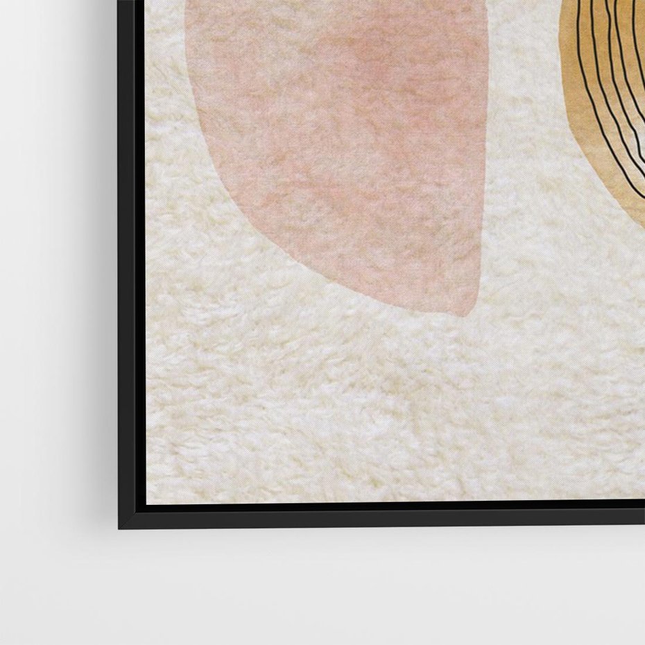 Obraz w ramie 70x50 - Zapisane w promieniach słońca - beżowe strukturalne tło, koła - rama czarna