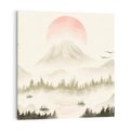 Obraz na płótnie 30x30 - Przyroda Japonii - japońska akwarela, góry