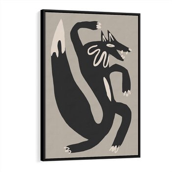 Obraz w ramie 50x70 - Strukturalne Odbicia Północy - skandynawska sztuka, lis - rama czarna