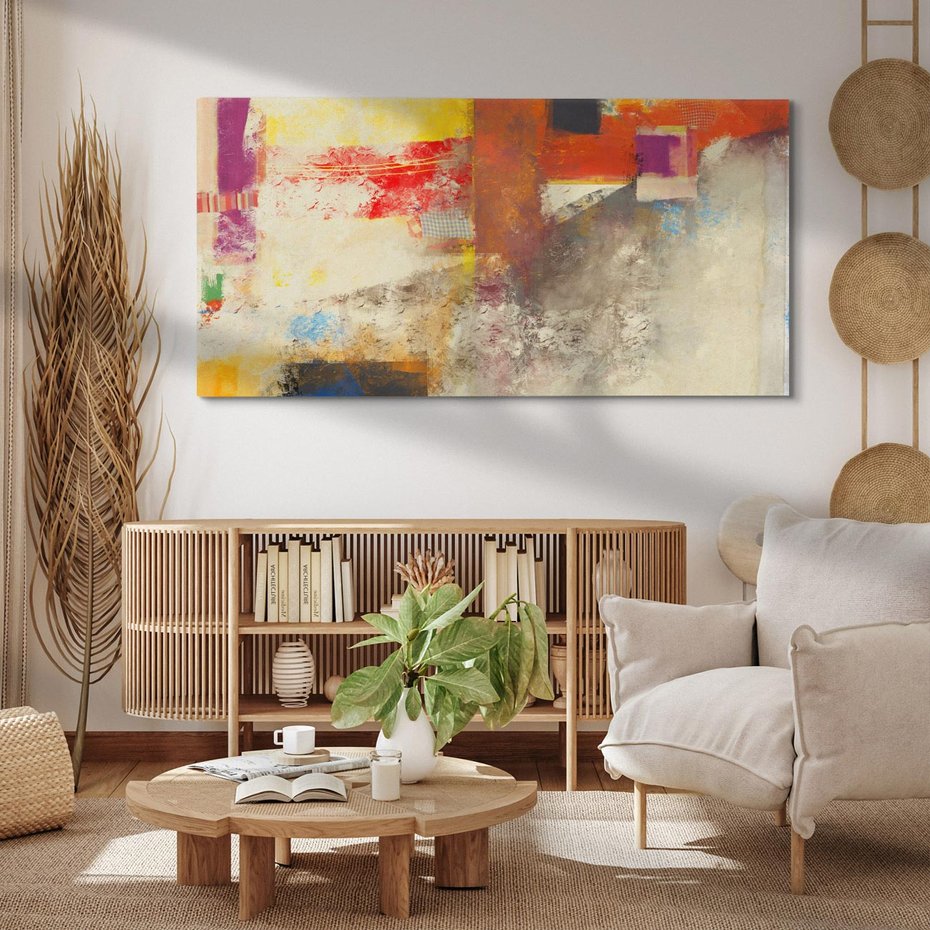 Obraz na płótnie 120x60 - Abstrakcja olejna - kształty i kolory - abstrakcja, olejna