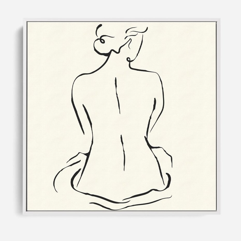 Obraz w ramie 50x50 - Migotliwa Symfonia - kobieta akt, minimalizm - rama biała