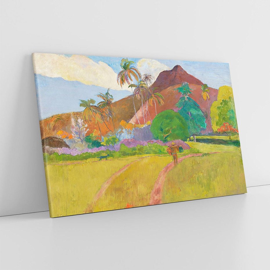 Obraz na płótnie 100x70 - Krajobraz Tahiti 1891, Paul Gauguin - Reprodukcja - reprodukcja, obraz na płótnie