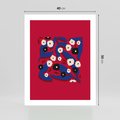 Plakat bez ramy 40x50 - Kolorowe Przenikanie - abstrakcyjna kwiatowa kompozycja, czerwone mocne tło
