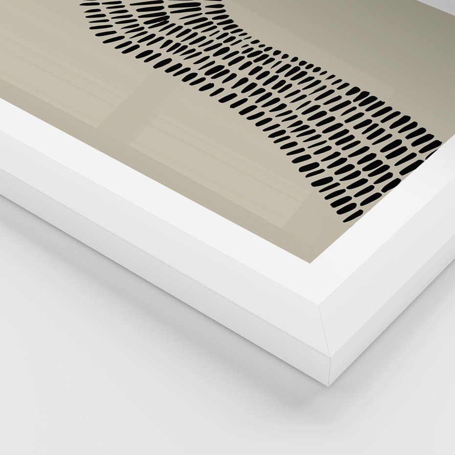 Plakat w ramie 30x40 - Migotliwa Innowacyjna Ekspresja - boho plakat, czarne kropki kreski - rama biała