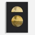 Obraz w ramie 80x120 - Migotliwe Przeniknięcia - złote koła, czarne tło - rama biała