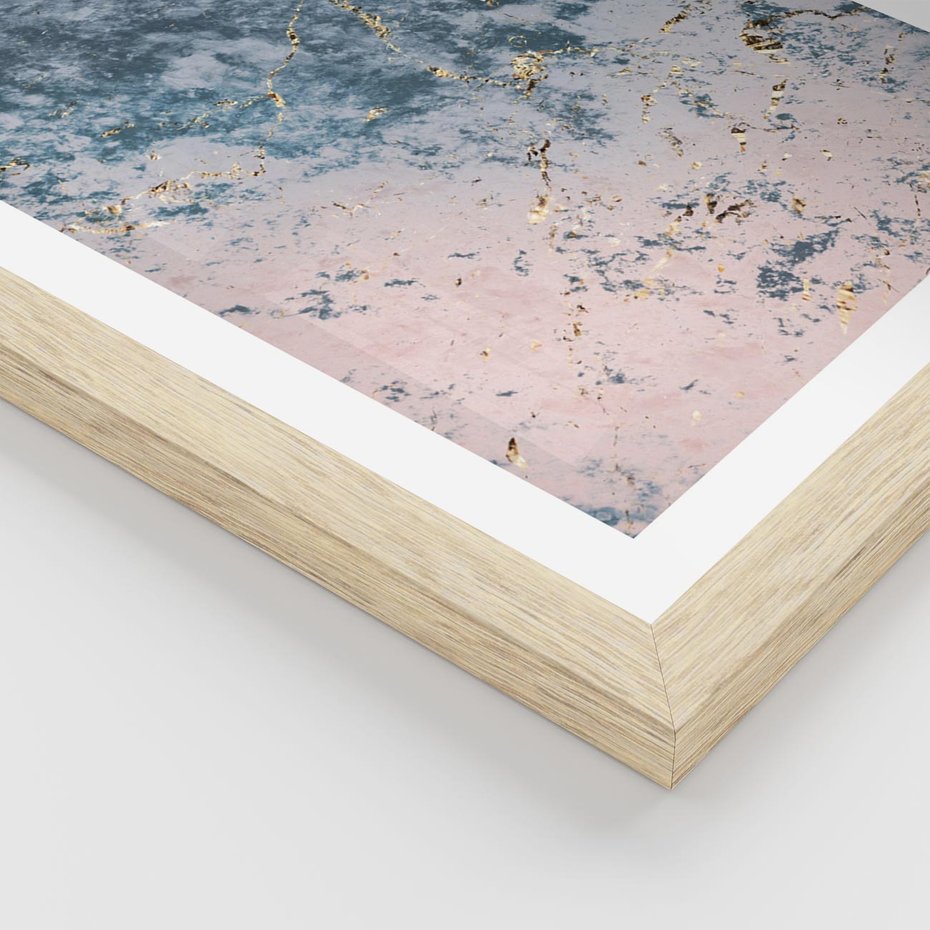 Plakat w ramie 40x50 - Elegancja i Wyrafinowanie - marmur, złoto - rama drewno