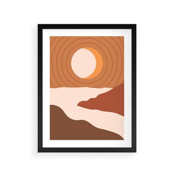 Plakat w ramie 50x70 - Sztuka Zachodu Słońca: Nowoczesna Sceneria - plakat, nowoczesna grafika - rama czarna