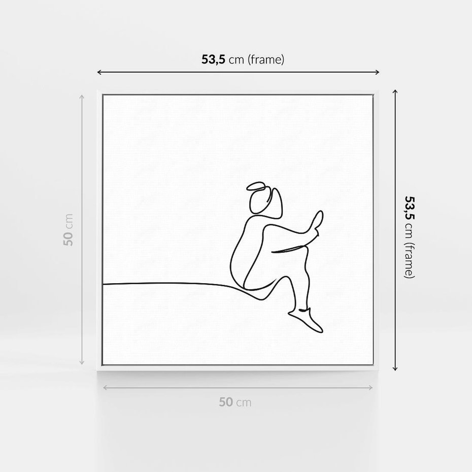 Obraz w ramie 50x50 - Linie Wewnętrznej Refleksji - line art, szkic - rama biała