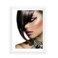 Plakat w ramie 50x70 - Kobieca Fryzura w Ruchu - fryzura, kobieta - rama biała