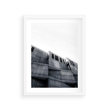 Plakat w ramie 50x70 - Surowa Elegancja Architektury - architektura, surowe formy - rama biała