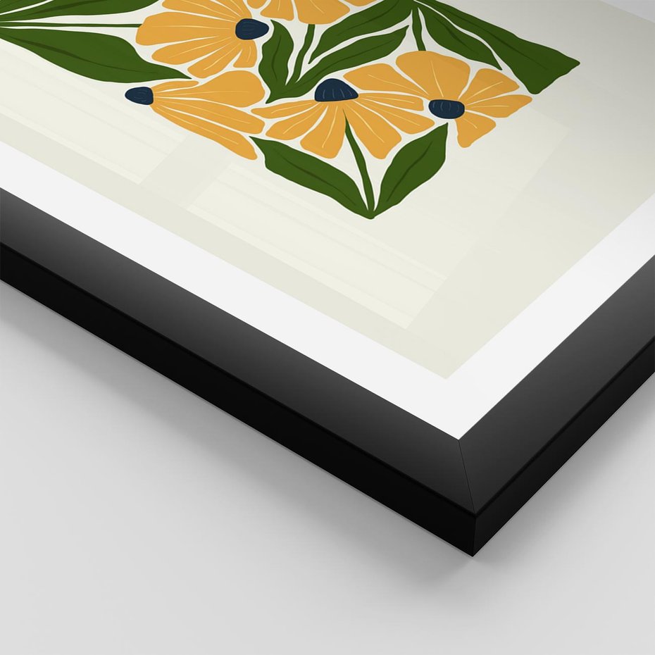 Plakat w ramie 30x40 - Świetliste Kwiaty Natury - kwiaty, nowoczesna grafika - rama czarna