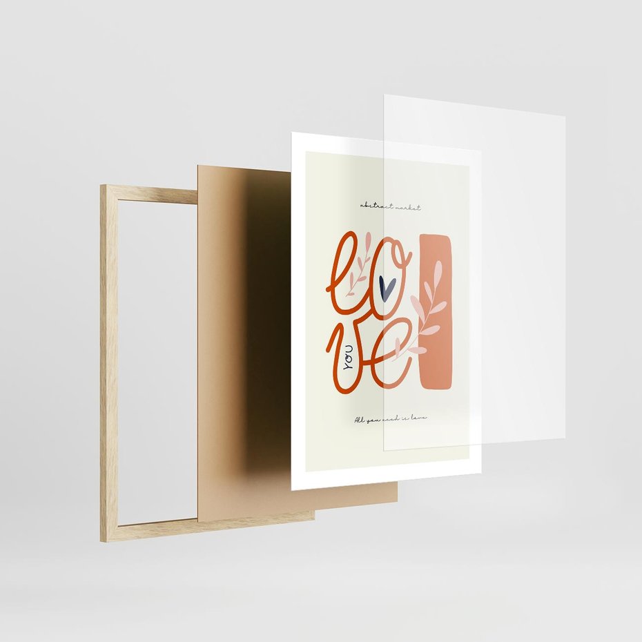 Plakat w ramie 50x70 - Pastelowa Siła Miłości - miłość, love - rama drewno