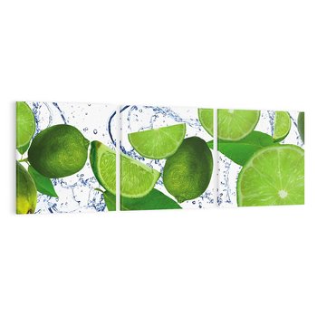 Obraz na płótnie 150x50 - Świeże limonki - limonki, woda