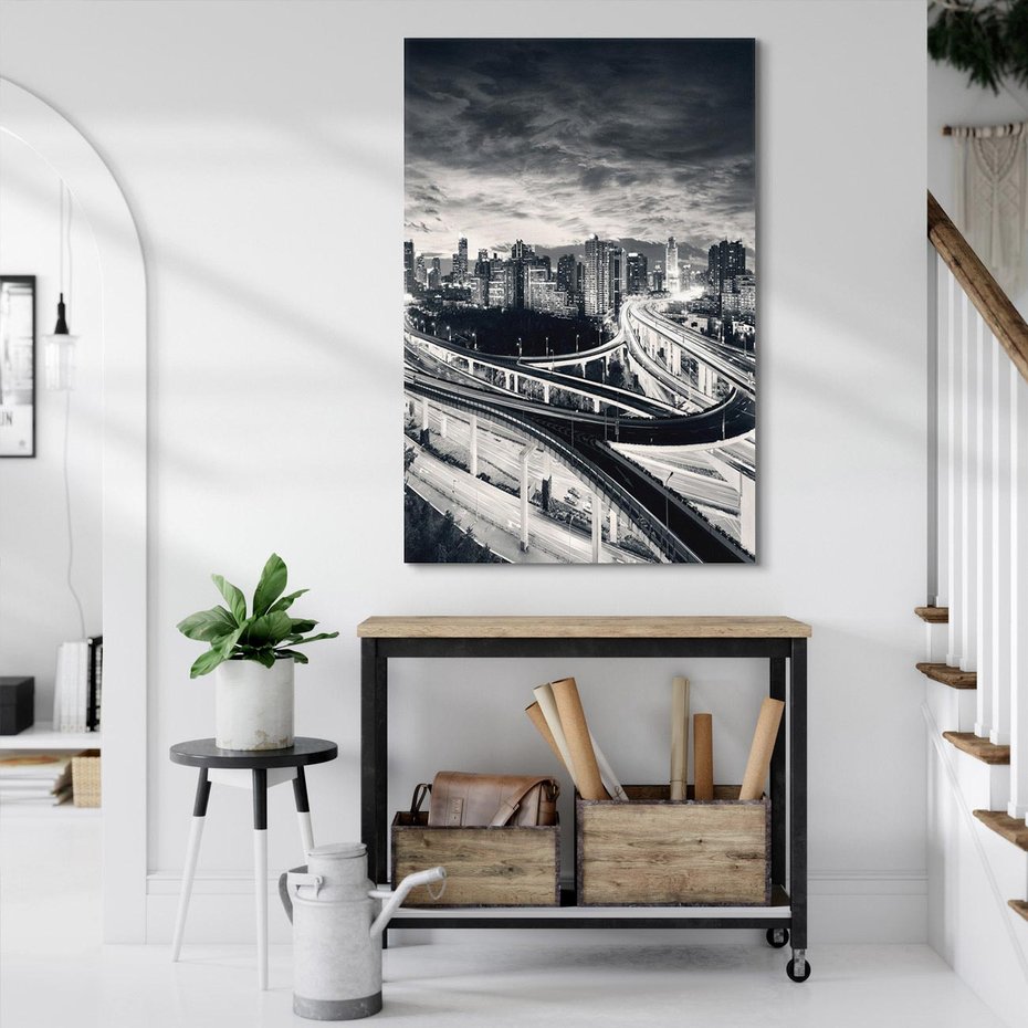 Obraz na płótnie 50x70 - Miejska Symfonia - miasto, nocą